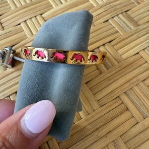 stella & dot ~ bright pink & strength gold elephant buckle bracelet
